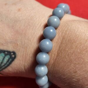 Natural Angelite Beaded Stretch Bracelet